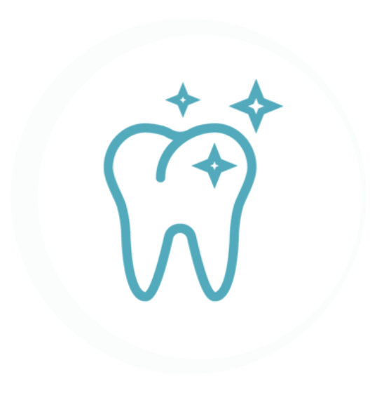 Simple illustration of tooth with stars to indicate shininess